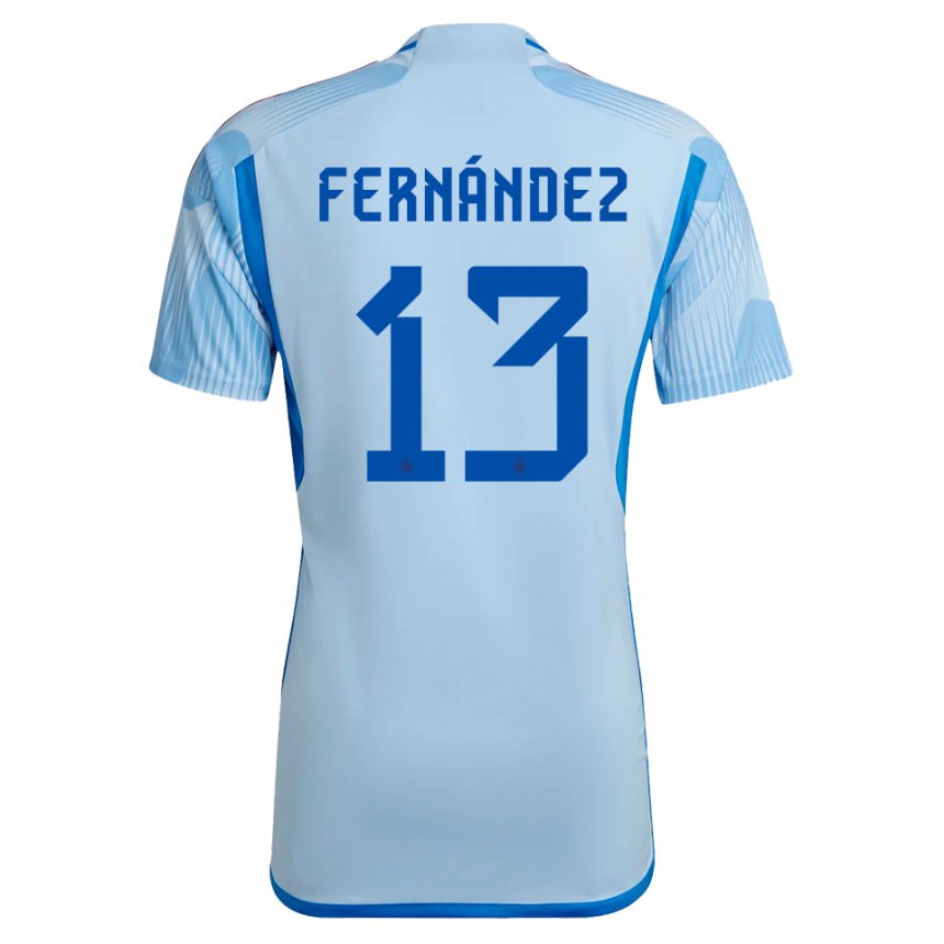 Herren Spanische Cesar Fernandez #13 Himmelblau Auswärtstrikot Trikot 22-24 T-shirt Belgien