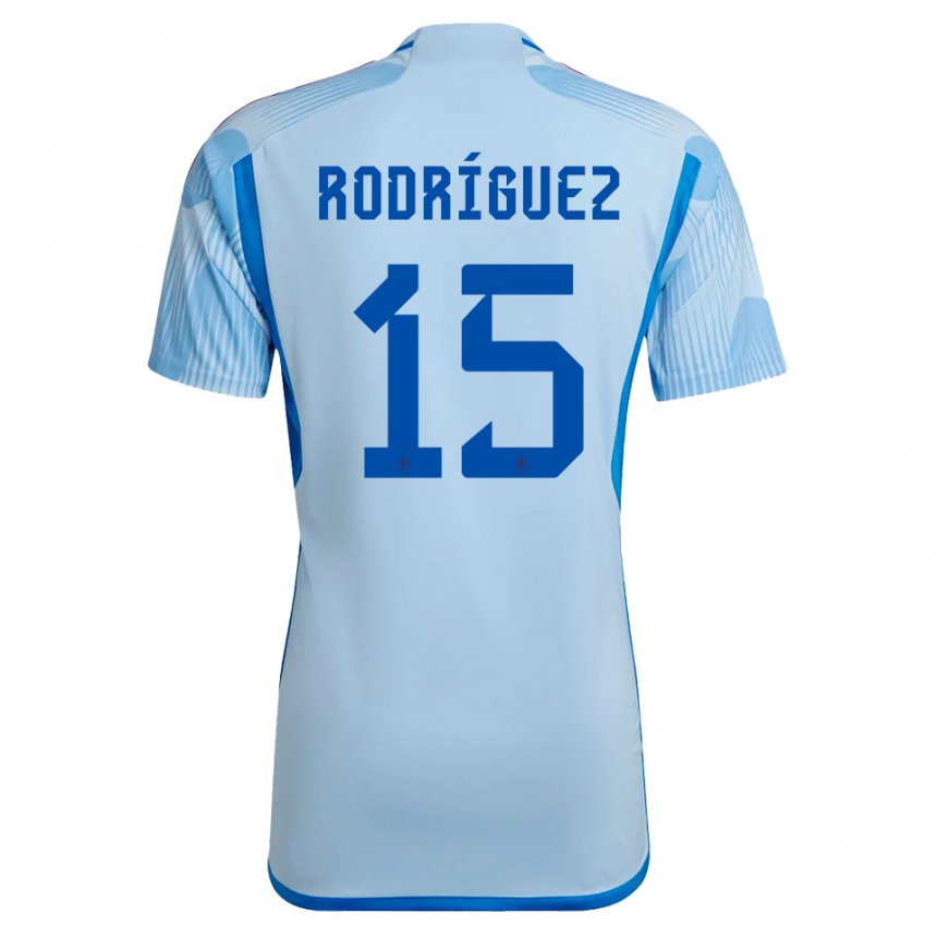 Herren Spanische Dani Rodriguez #15 Himmelblau Auswärtstrikot Trikot 22-24 T-shirt Belgien