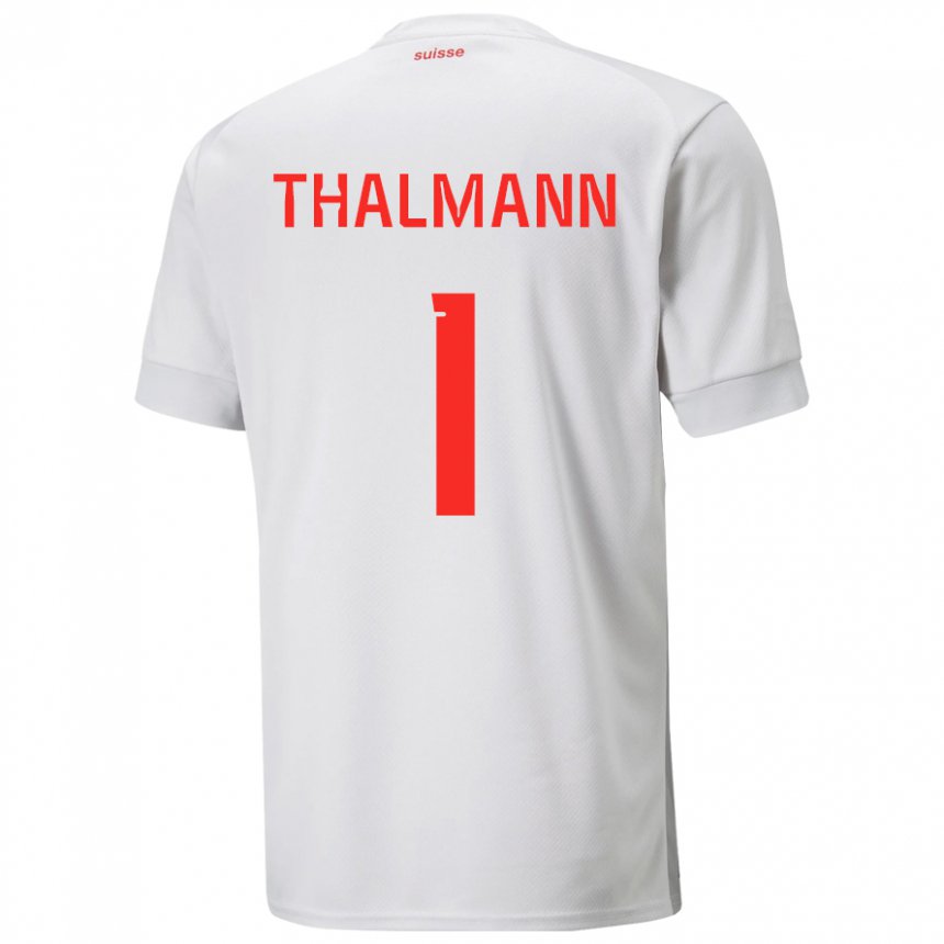 Herren Schweizer Gaelle Thalmann #1 Weiß Auswärtstrikot Trikot 22-24 T-shirt Belgien