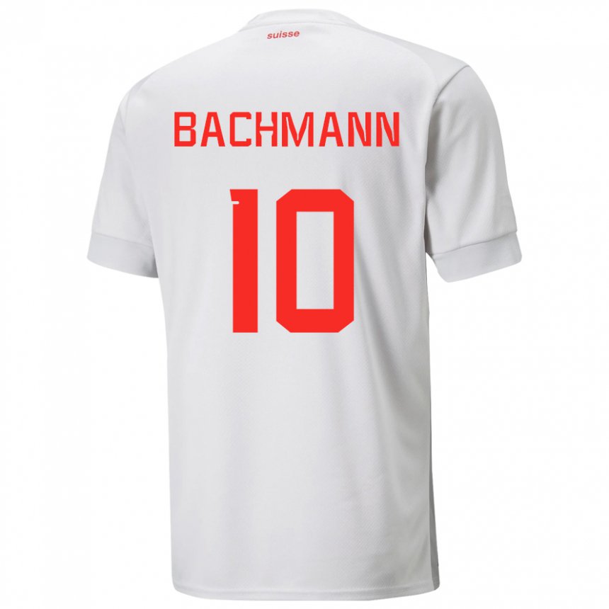 Herren Schweizer Ramona Bachmann #10 Weiß Auswärtstrikot Trikot 22-24 T-shirt Belgien