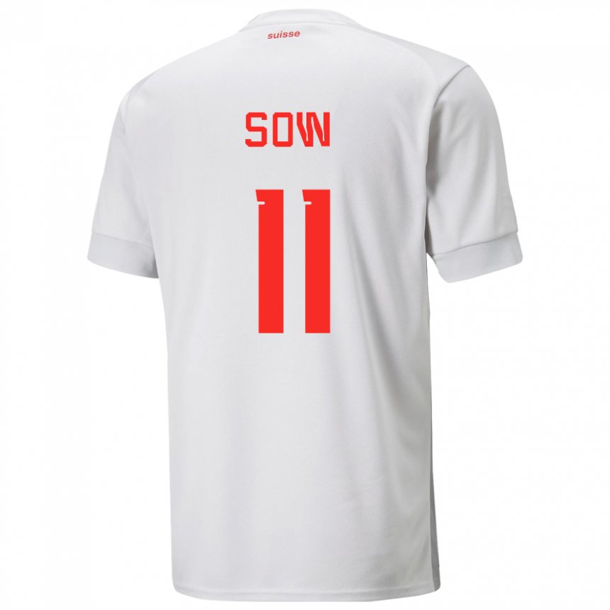 Herren Schweizer Coumba Sow #11 Weiß Auswärtstrikot Trikot 22-24 T-shirt Belgien
