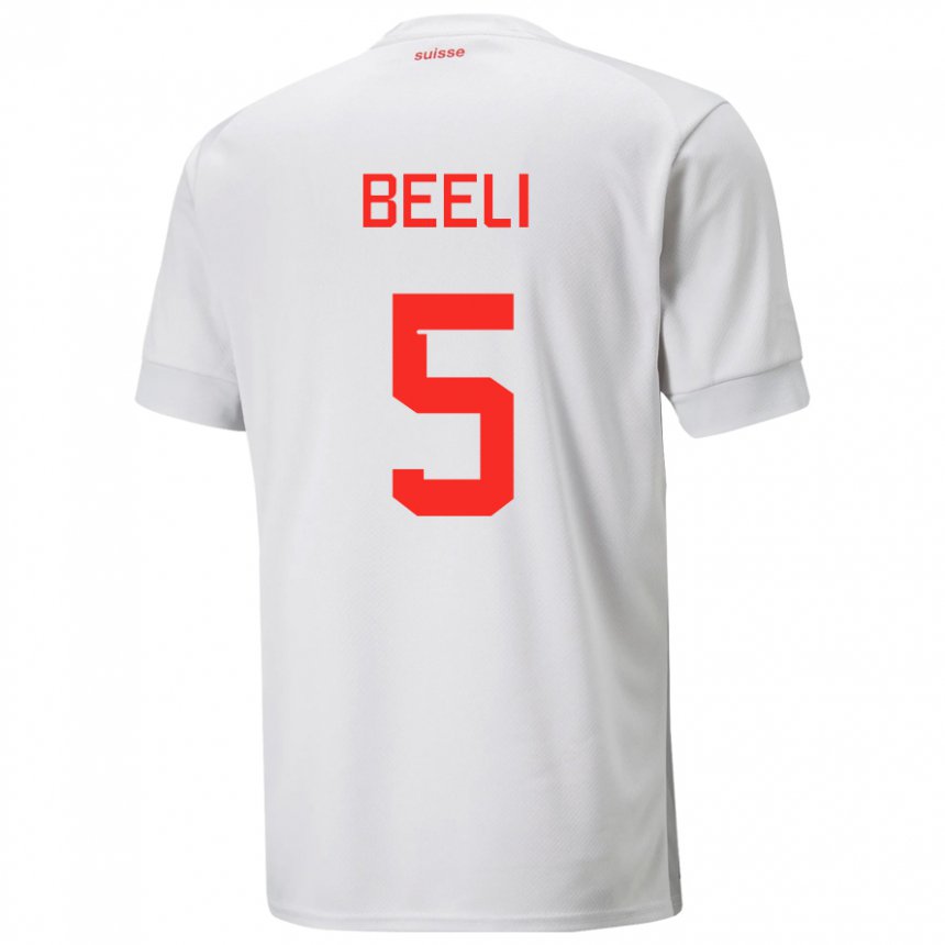 Herren Schweizer Mischa Beeli #5 Weiß Auswärtstrikot Trikot 22-24 T-shirt Belgien