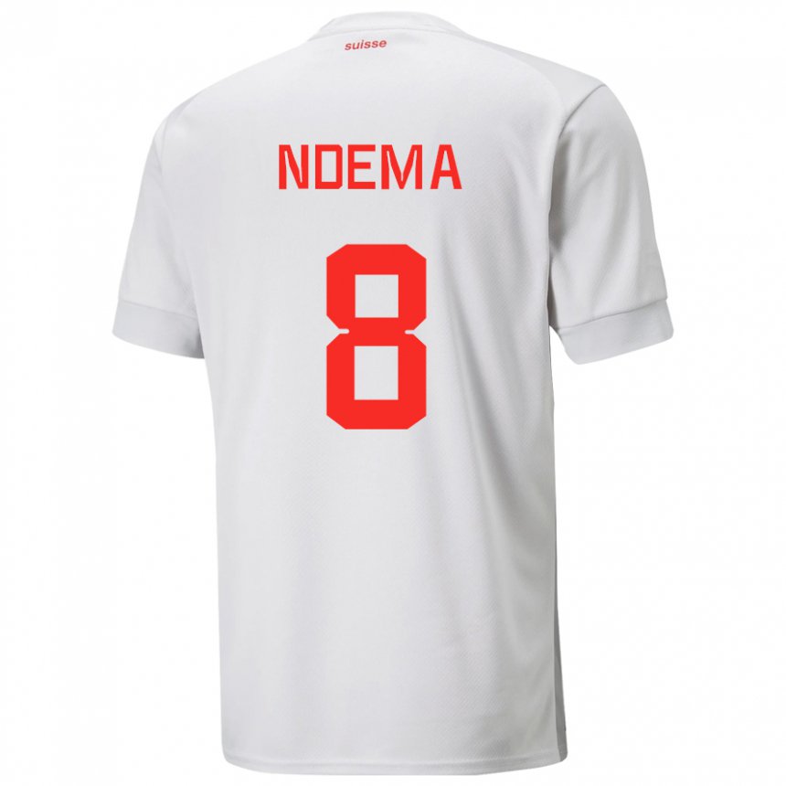 Herren Schweizer Lois Ndema #8 Weiß Auswärtstrikot Trikot 22-24 T-shirt Belgien