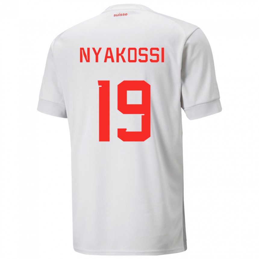Herren Schweizer Roggerio Nyakossi #19 Weiß Auswärtstrikot Trikot 22-24 T-shirt Belgien