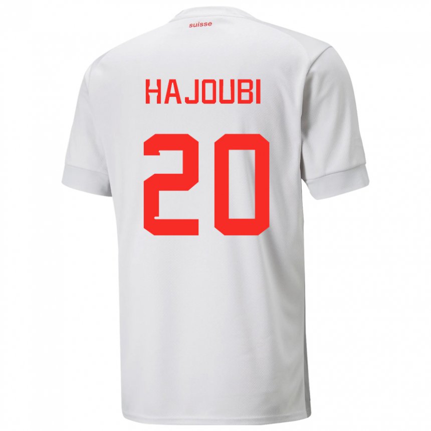 Herren Schweizer Amin Hajoubi #20 Weiß Auswärtstrikot Trikot 22-24 T-shirt Belgien