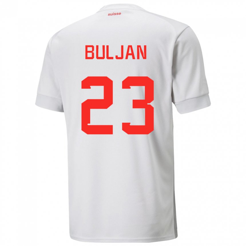 Herren Schweizer Leo Buljan #23 Weiß Auswärtstrikot Trikot 22-24 T-shirt Belgien