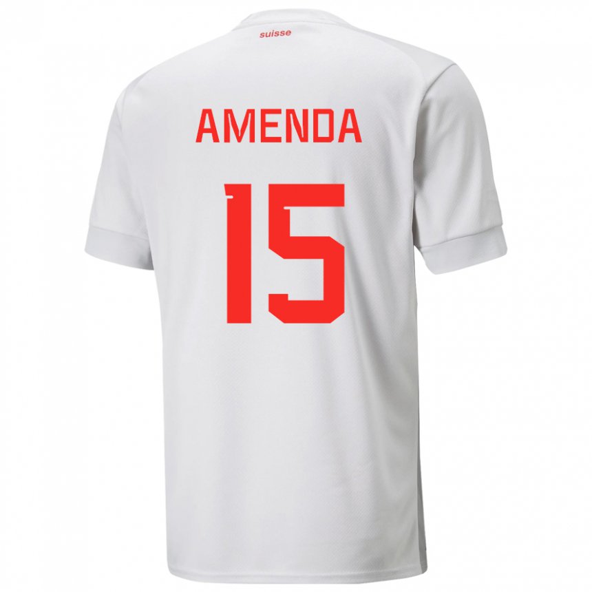 Herren Schweizer Aurele Amenda #15 Weiß Auswärtstrikot Trikot 22-24 T-shirt Belgien