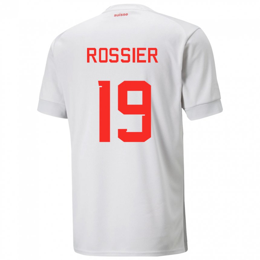 Homme Maillot Suisse Evan Rossier #19 Blanc Tenues Extérieur 22-24 T-shirt Belgique