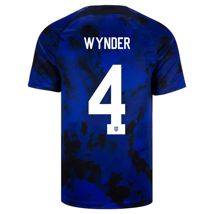 Homme Maillot États-unis Joshua Wynder #4 Bleu Royal Tenues Extérieur 22-24 T-shirt Belgique
