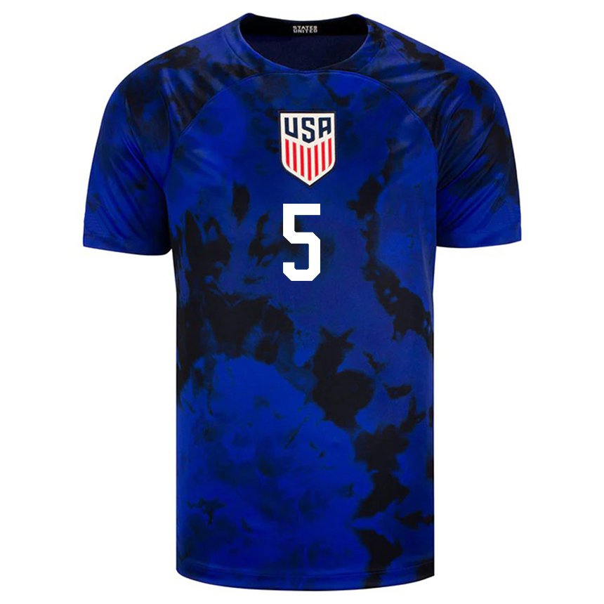 Herren Us-amerikanische Stuart Hawkins #5 Königsblau Auswärtstrikot Trikot 22-24 T-shirt Belgien