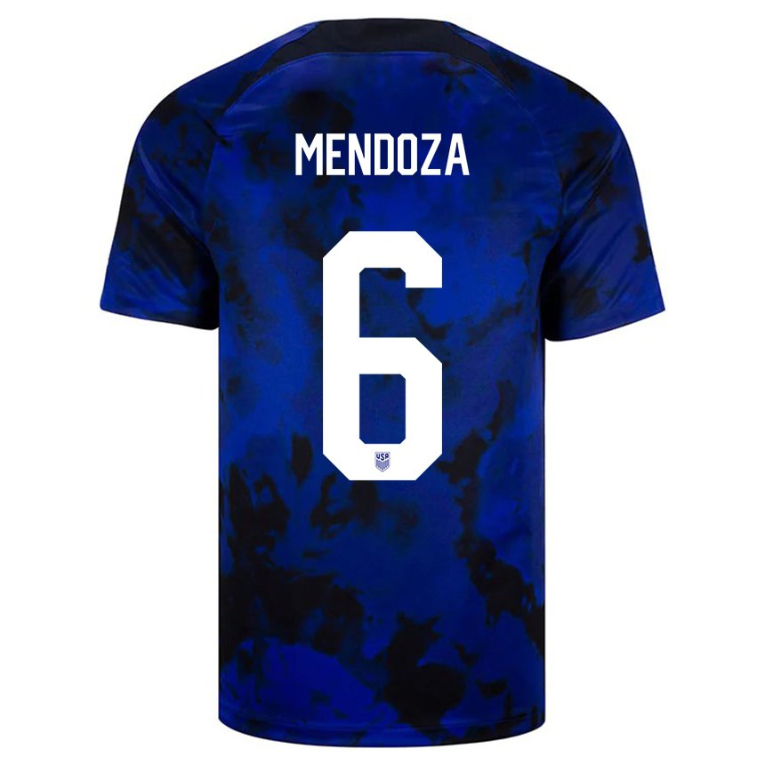 Herren Us-amerikanische Edwyn Mendoza #6 Königsblau Auswärtstrikot Trikot 22-24 T-shirt Belgien