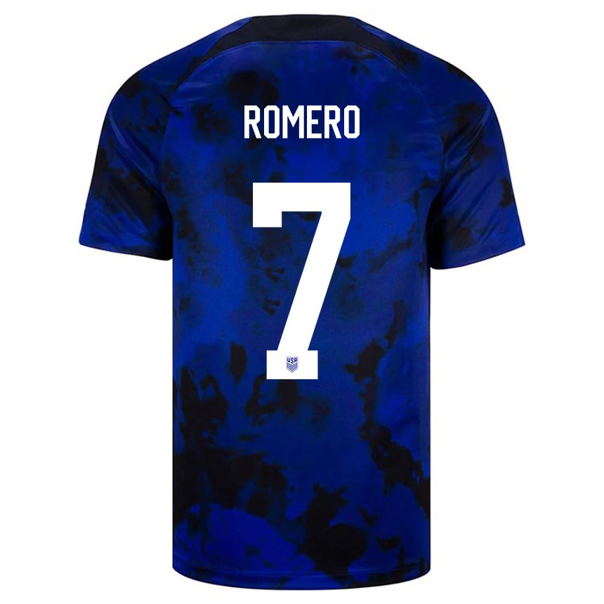 Homme Maillot États-unis Brian Romero #7 Bleu Royal Tenues Extérieur 22-24 T-shirt Belgique