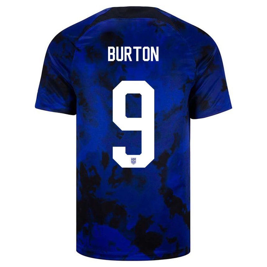 Herren Us-amerikanische Micah Burton #9 Königsblau Auswärtstrikot Trikot 22-24 T-shirt Belgien