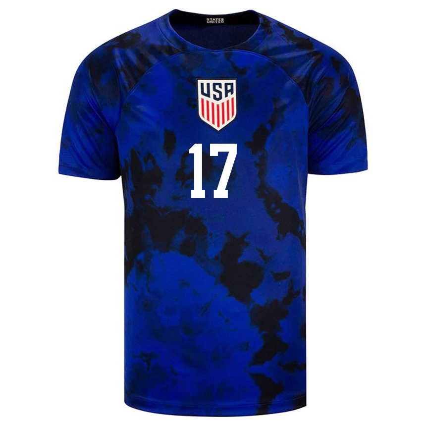 Herren Us-amerikanische Keyrol Figueroa #17 Königsblau Auswärtstrikot Trikot 22-24 T-shirt Belgien