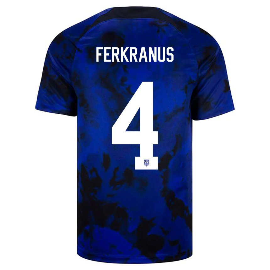 Herren Us-amerikanische Marcus Ferkranus #4 Königsblau Auswärtstrikot Trikot 22-24 T-shirt Belgien