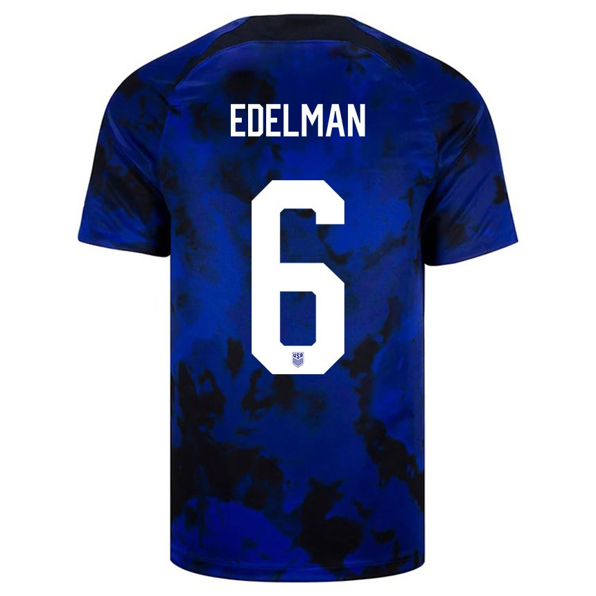 Homme Maillot États-unis Daniel Edelman #6 Bleu Royal Tenues Extérieur 22-24 T-shirt Belgique
