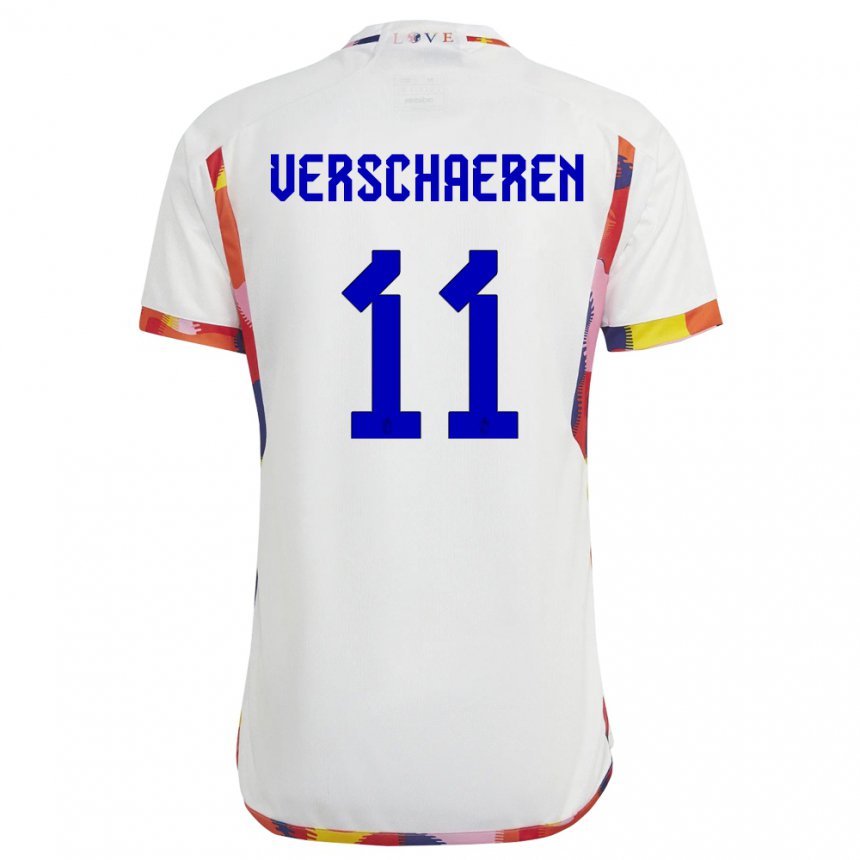 Herren Belgische Yari Verschaeren #11 Weiß Auswärtstrikot Trikot 22-24 T-shirt Belgien