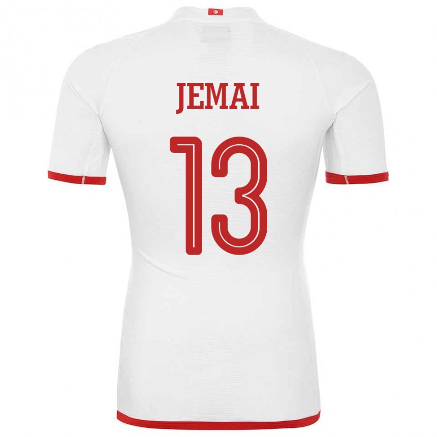 Homme Maillot Tunisie Yasmine Jemai #13 Blanc Tenues Extérieur 22-24 T-shirt Belgique