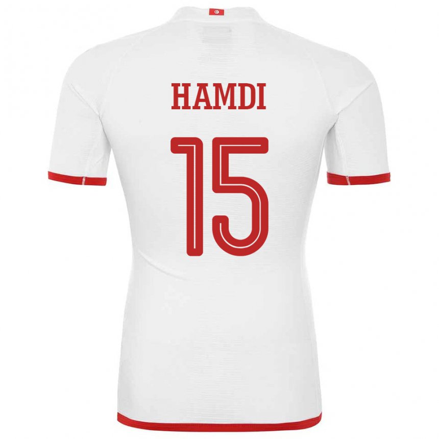 Herren Tunesische Hanna Hamdi #15 Weiß Auswärtstrikot Trikot 22-24 T-shirt Belgien