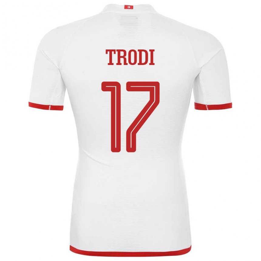 Homme Maillot Tunisie Imen Trodi #17 Blanc Tenues Extérieur 22-24 T-shirt Belgique