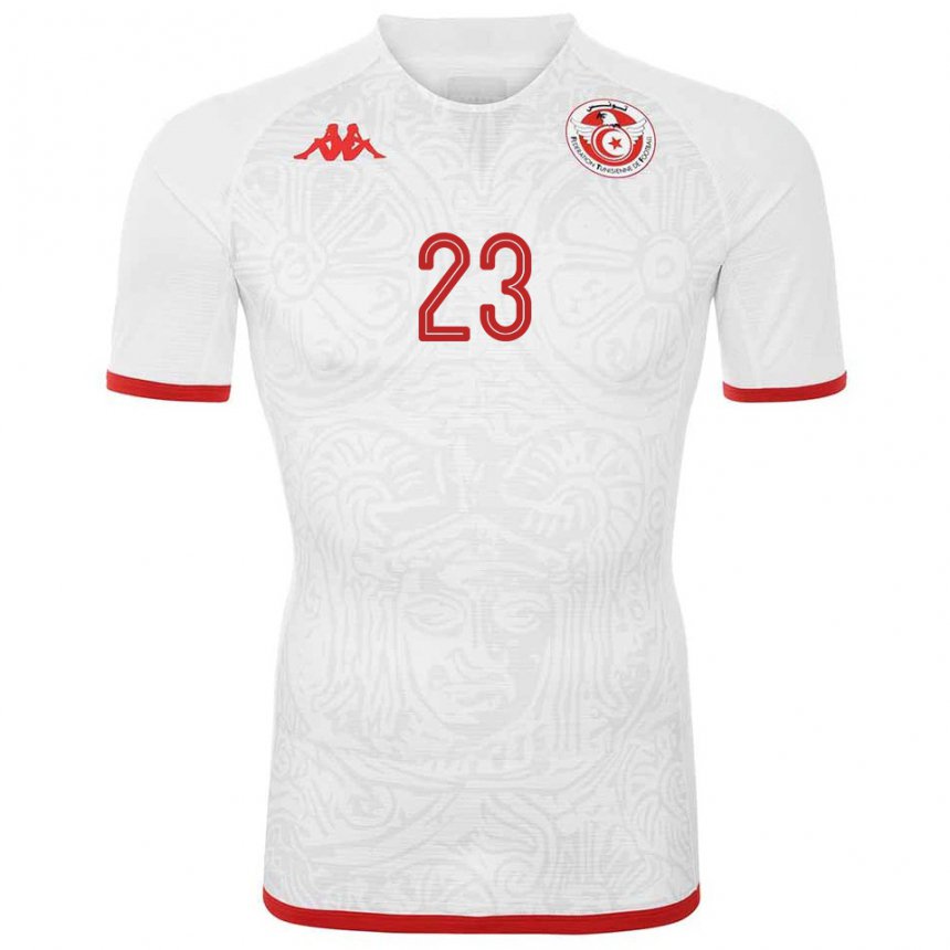 Herren Tunesische Soumaya Laamiri #23 Weiß Auswärtstrikot Trikot 22-24 T-shirt Belgien