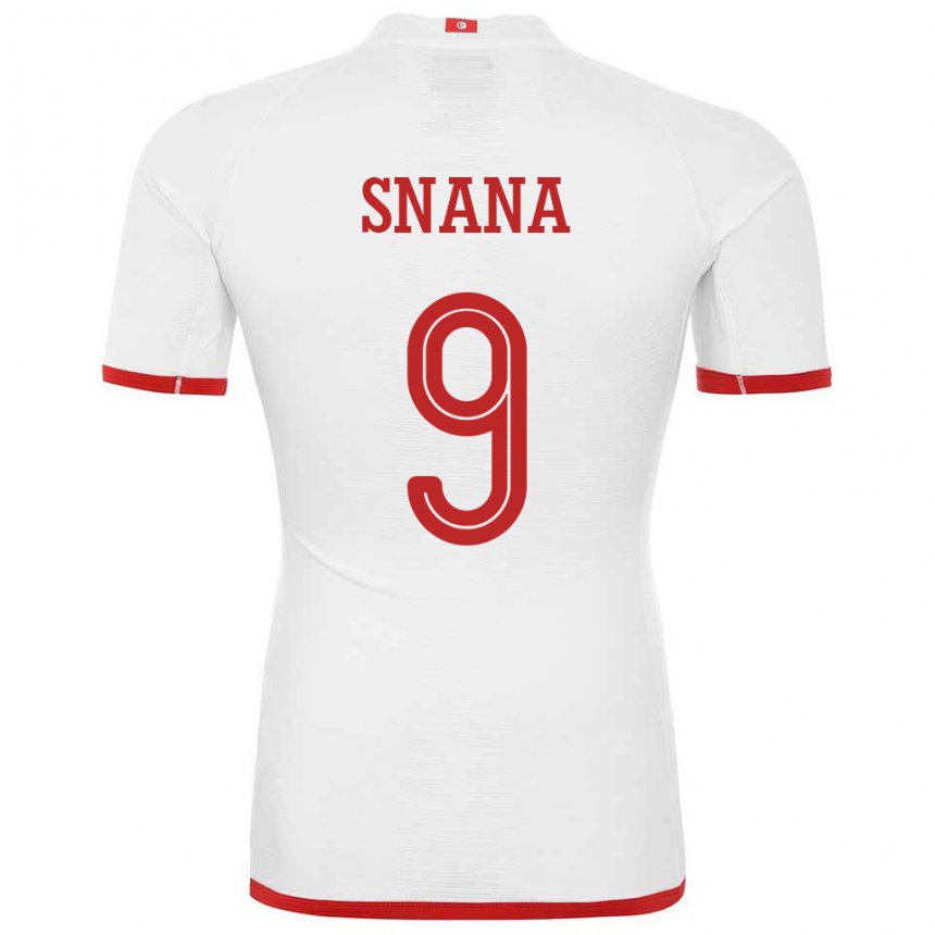 Homme Maillot Tunisie Youssef Snana #9 Blanc Tenues Extérieur 22-24 T-shirt Belgique