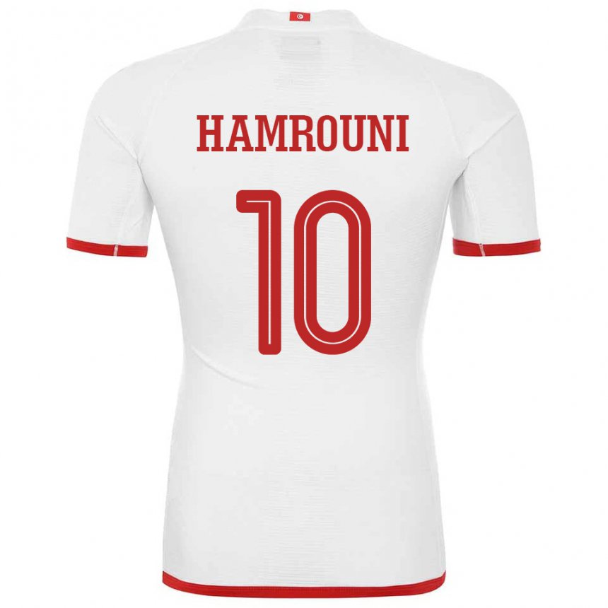 Herren Tunesische Rayen Hamrouni #10 Weiß Auswärtstrikot Trikot 22-24 T-shirt Belgien