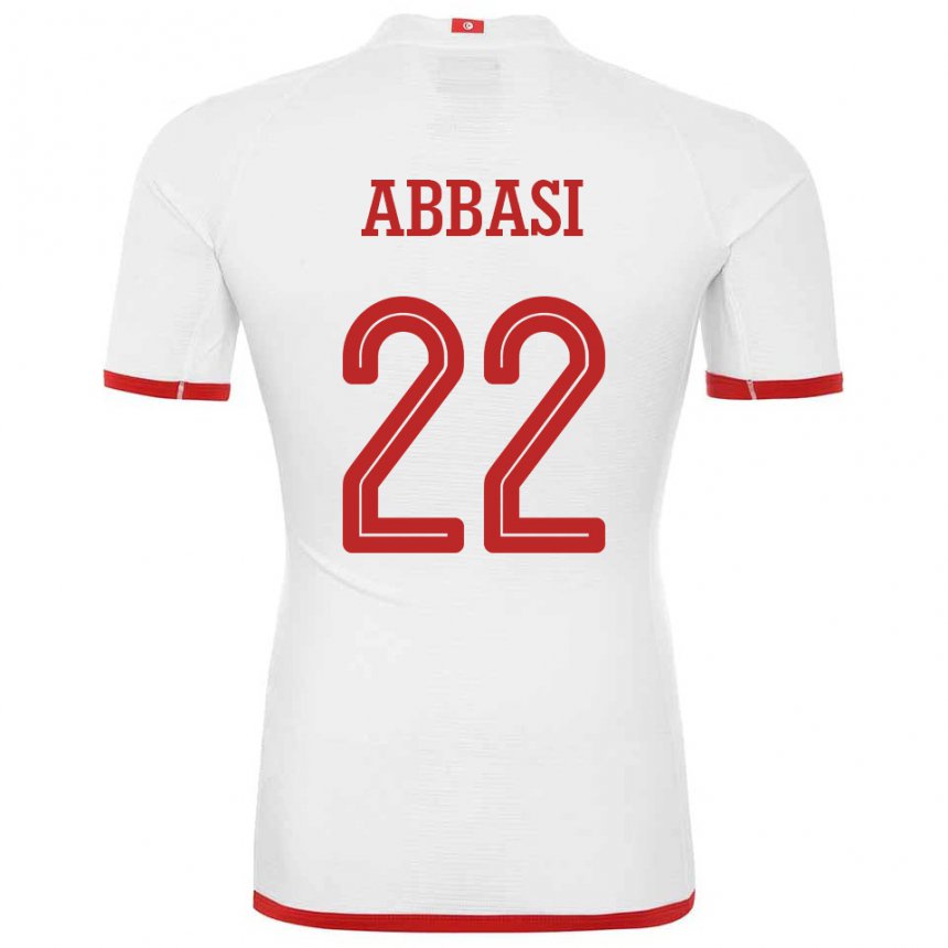 Homme Maillot Tunisie Bechir Abbasi #22 Blanc Tenues Extérieur 22-24 T-shirt Belgique