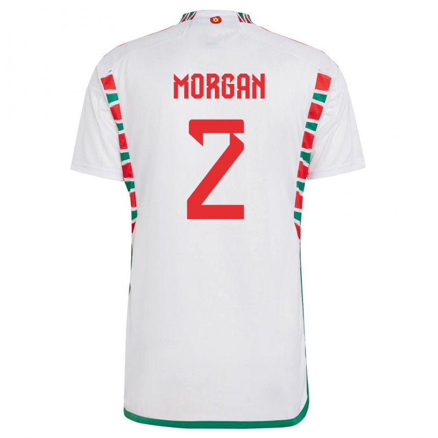 Herren Walisische Ffion Morgan #2 Weiß Auswärtstrikot Trikot 22-24 T-shirt Belgien