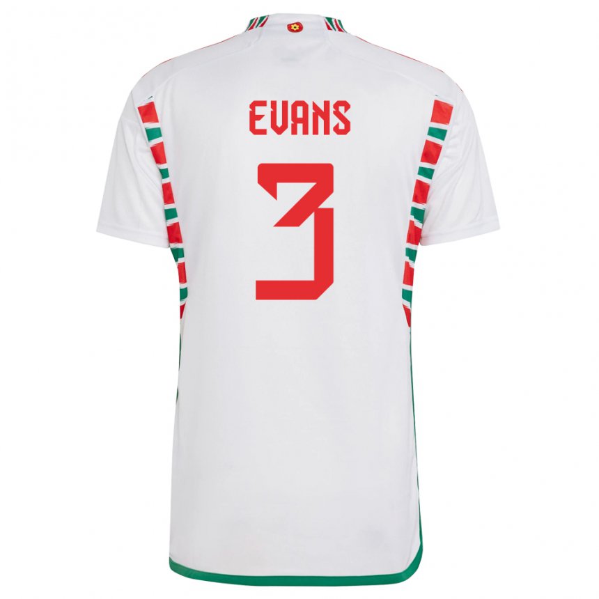 Homme Maillot Pays De Galles Gemma Evans #3 Blanc Tenues Extérieur 22-24 T-shirt Belgique