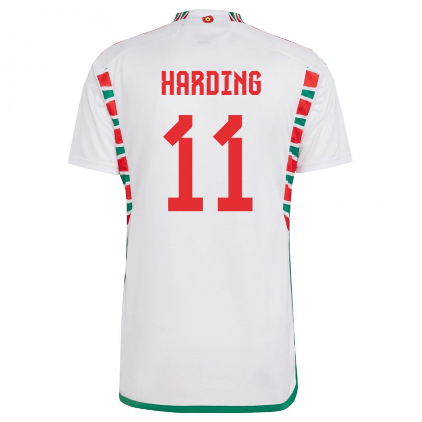 Herren Walisische Natasha Harding #11 Weiß Auswärtstrikot Trikot 22-24 T-shirt Belgien