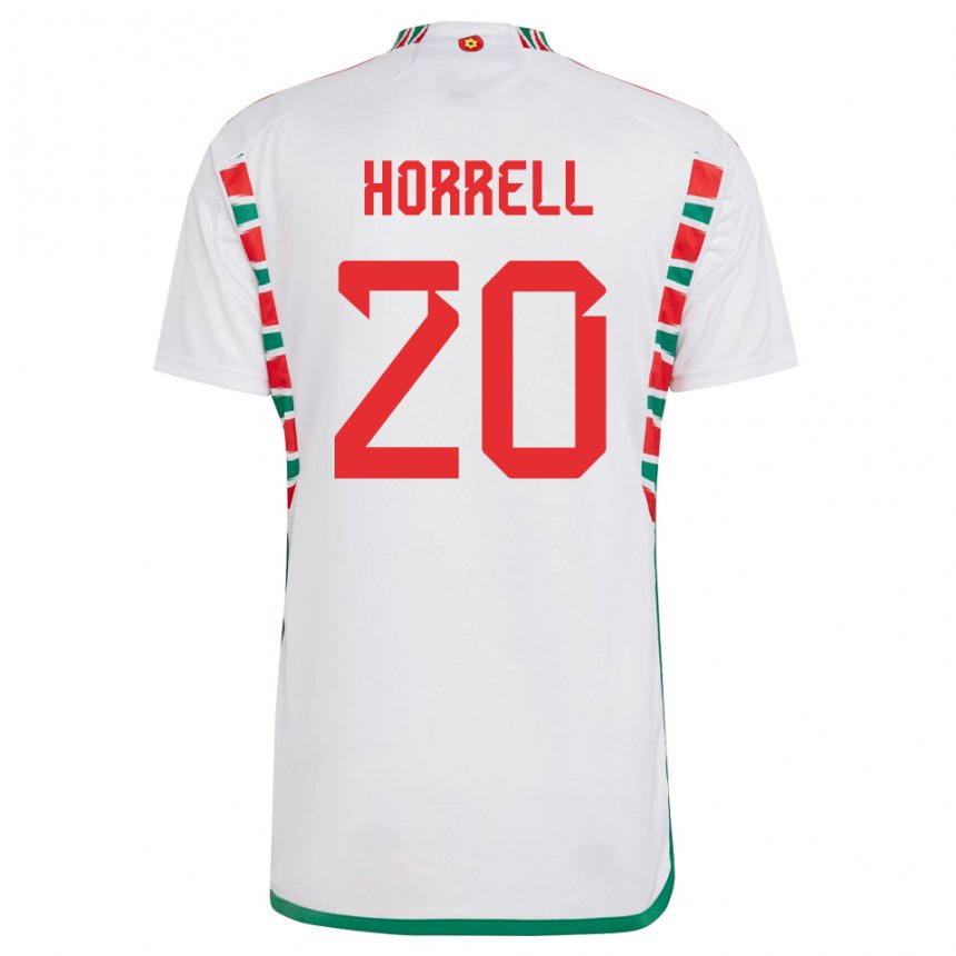 Homme Maillot Pays De Galles Grace Horrell #20 Blanc Tenues Extérieur 22-24 T-shirt Belgique