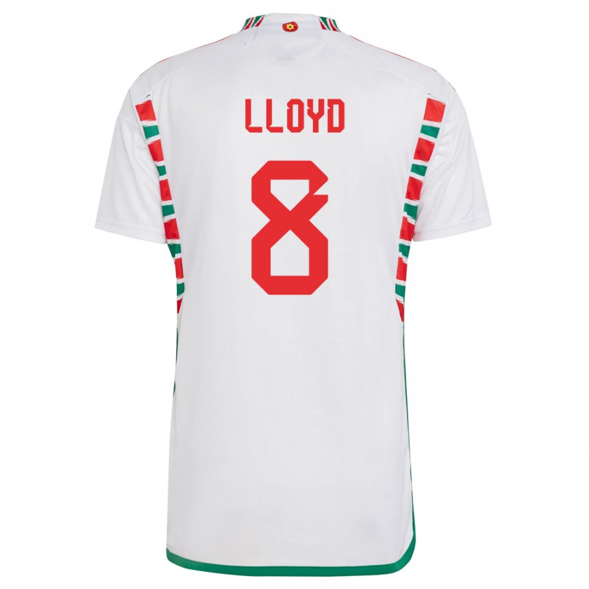 Homme Maillot Pays De Galles Ben Lloyd #8 Blanc Tenues Extérieur 22-24 T-shirt Belgique