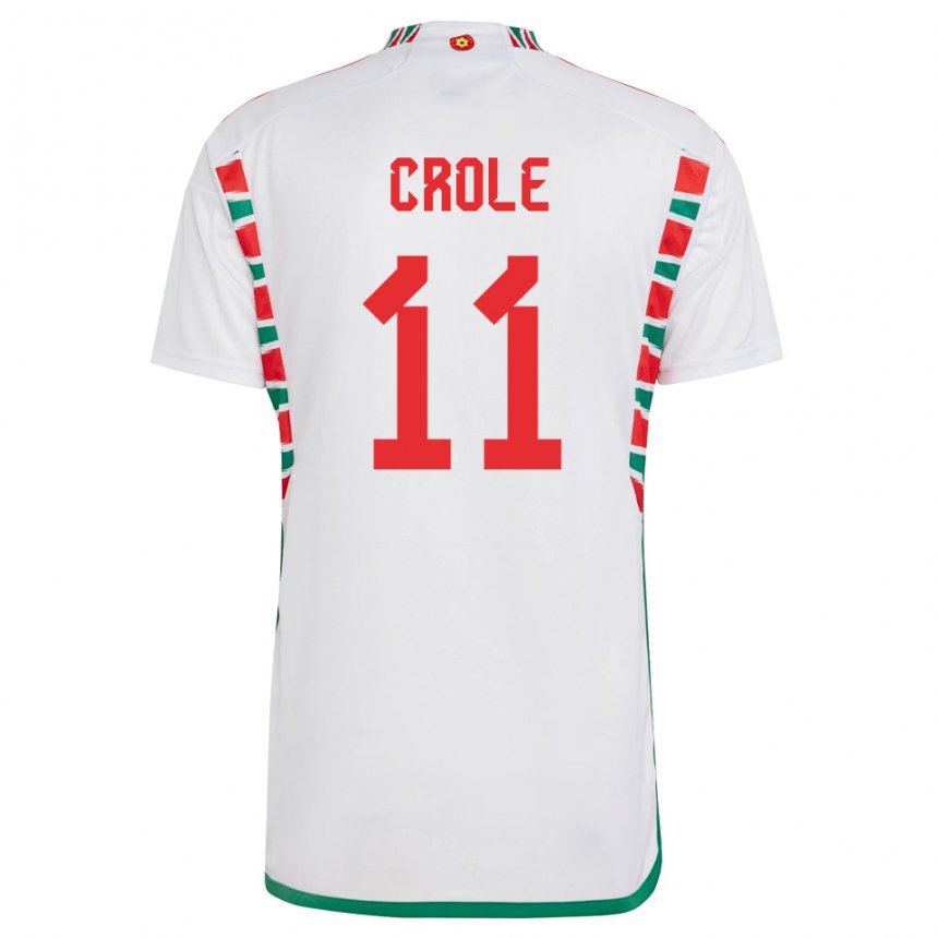 Herren Walisische James Crole #11 Weiß Auswärtstrikot Trikot 22-24 T-shirt Belgien