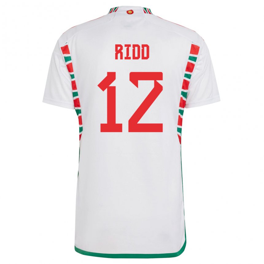 Homme Maillot Pays De Galles Lewis Ridd #12 Blanc Tenues Extérieur 22-24 T-shirt Belgique