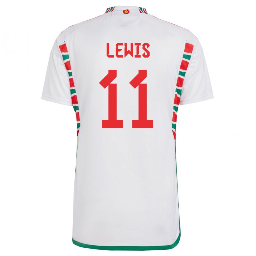 Herren Walisische Sonny Lewis #11 Weiß Auswärtstrikot Trikot 22-24 T-shirt Belgien