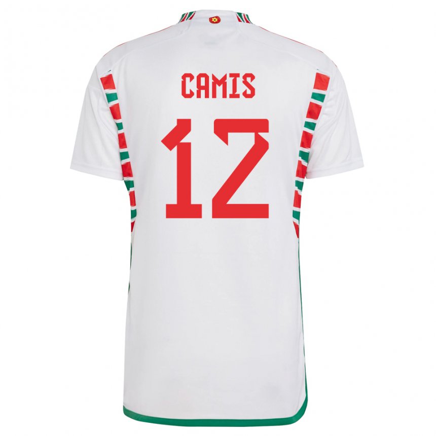 Herren Walisische Oliver Camis #12 Weiß Auswärtstrikot Trikot 22-24 T-shirt Belgien
