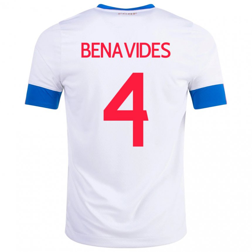 Herren Costa-ricanische Mariana Benavides #4 Weiß Auswärtstrikot Trikot 22-24 T-shirt Belgien