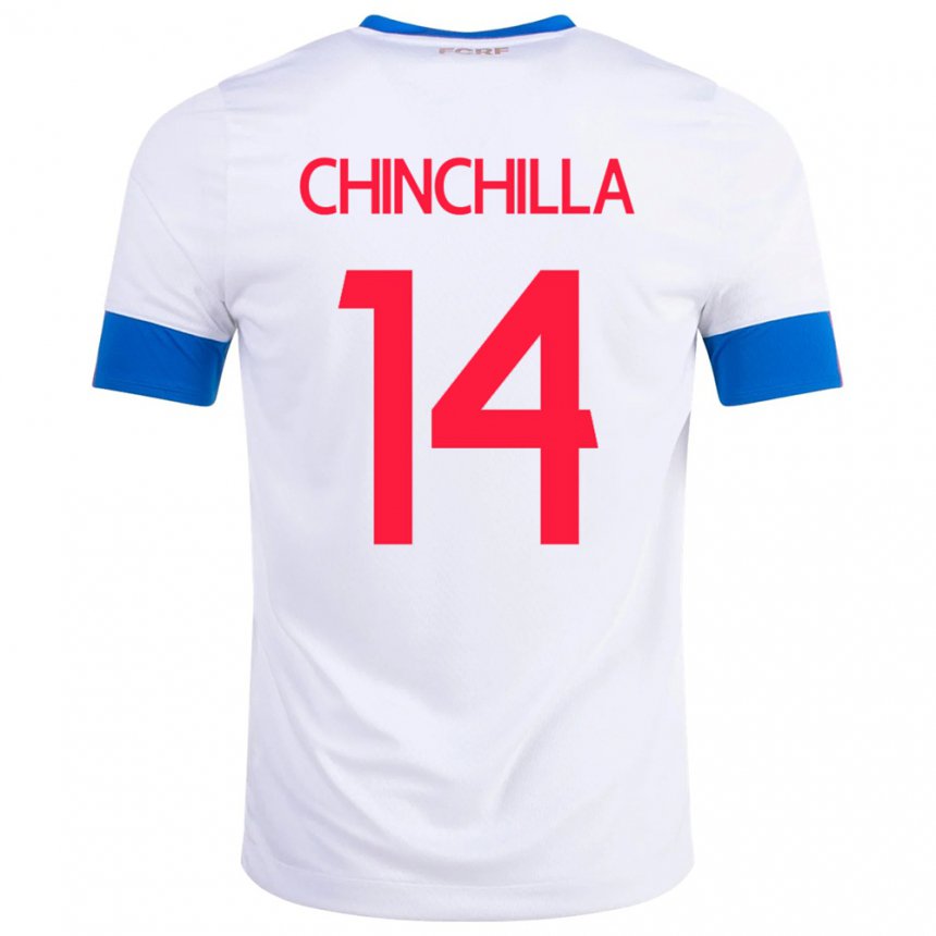 Herren Costa-ricanische Priscila Chinchilla #14 Weiß Auswärtstrikot Trikot 22-24 T-shirt Belgien