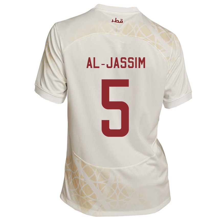 Homme Maillot Qatar Dana Al Jassim #5 Beige Doré Tenues Extérieur 22-24 T-shirt Belgique