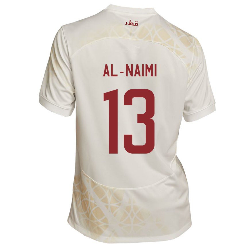 Homme Maillot Qatar Zahra Al Naimi #13 Beige Doré Tenues Extérieur 22-24 T-shirt Belgique
