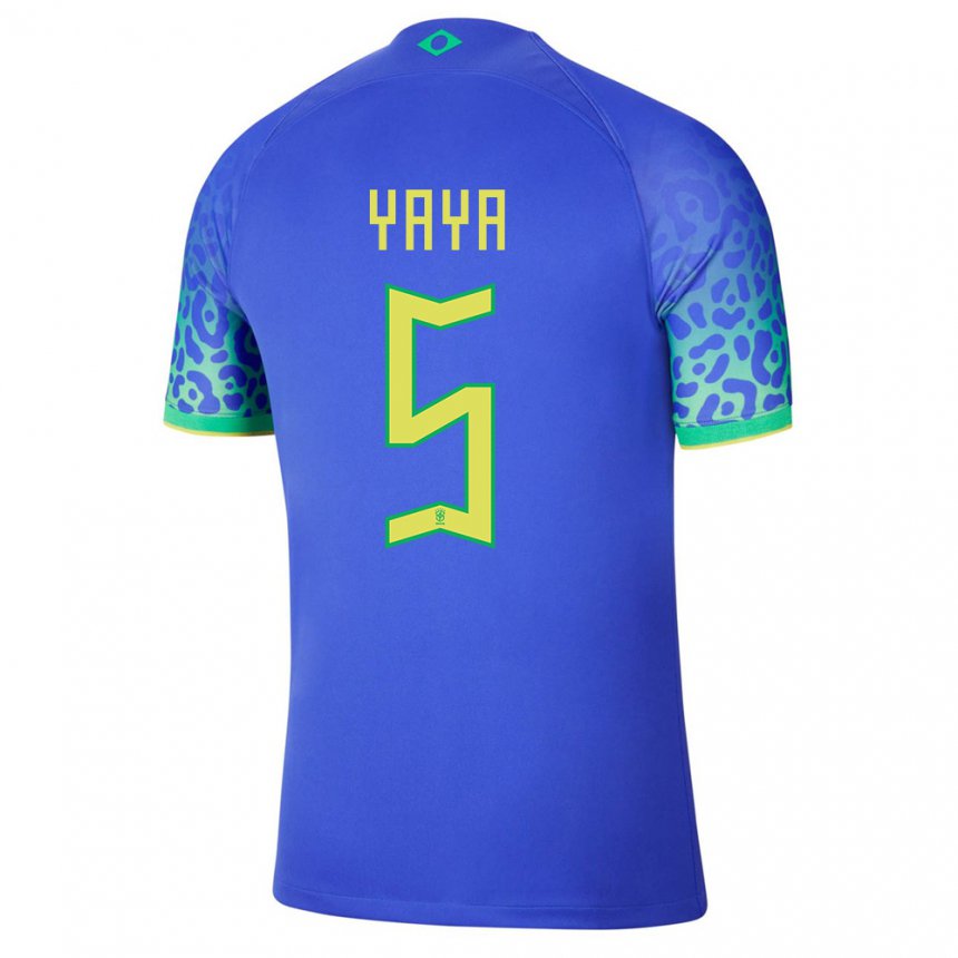 Homme Maillot Brésil Yaya #5 Bleu Tenues Extérieur 22-24 T-shirt Belgique