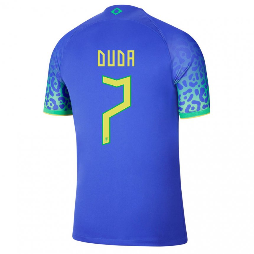 Herren Brasilianische Duda Francelino #7 Blau Auswärtstrikot Trikot 22-24 T-shirt Belgien