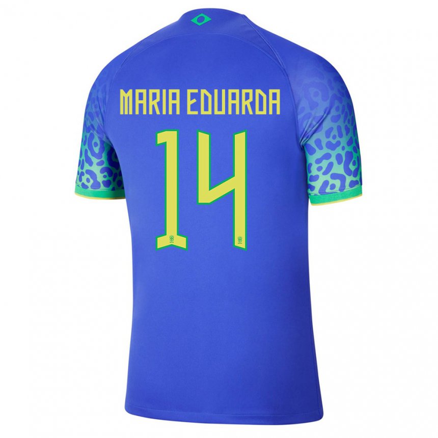 Homme Maillot Brésil Maria Eduarda #14 Bleu Tenues Extérieur 22-24 T-shirt Belgique