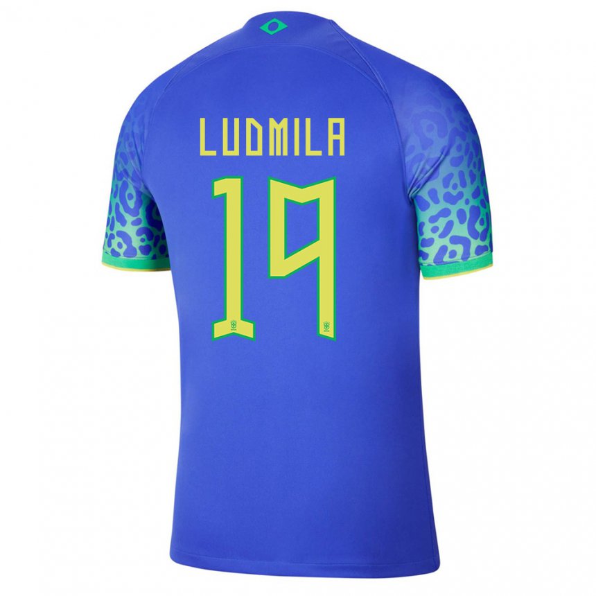 Homme Maillot Brésil Ludmila #19 Bleu Tenues Extérieur 22-24 T-shirt Belgique