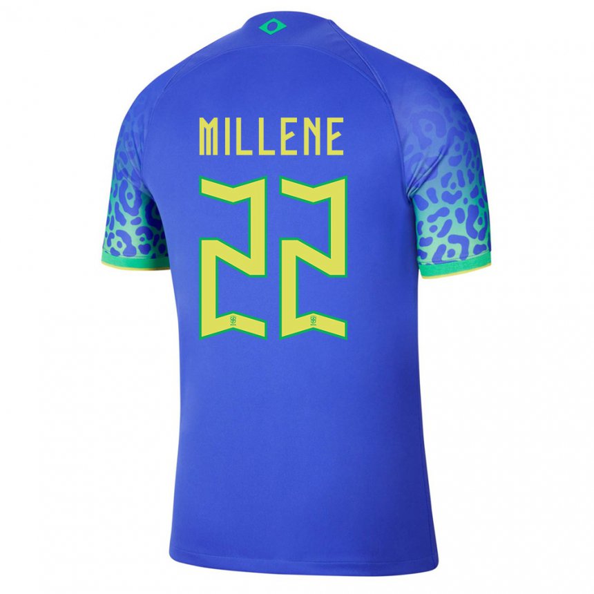 Herren Brasilianische Millene #22 Blau Auswärtstrikot Trikot 22-24 T-shirt Belgien