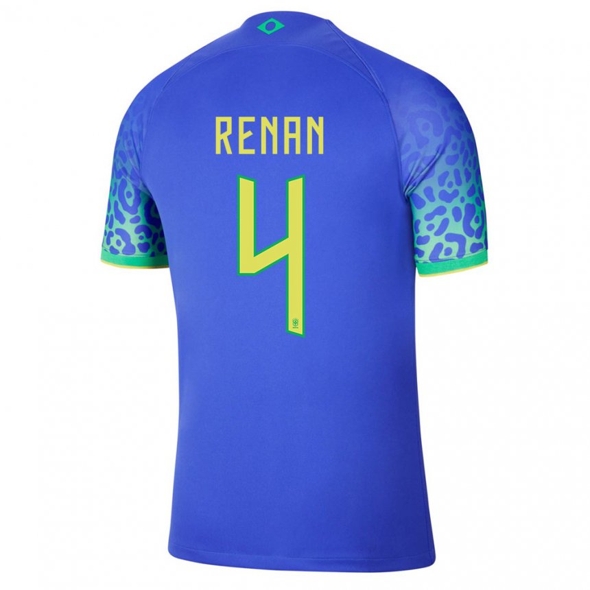 Herren Brasilianische Robert Renan #4 Blau Auswärtstrikot Trikot 22-24 T-shirt Belgien