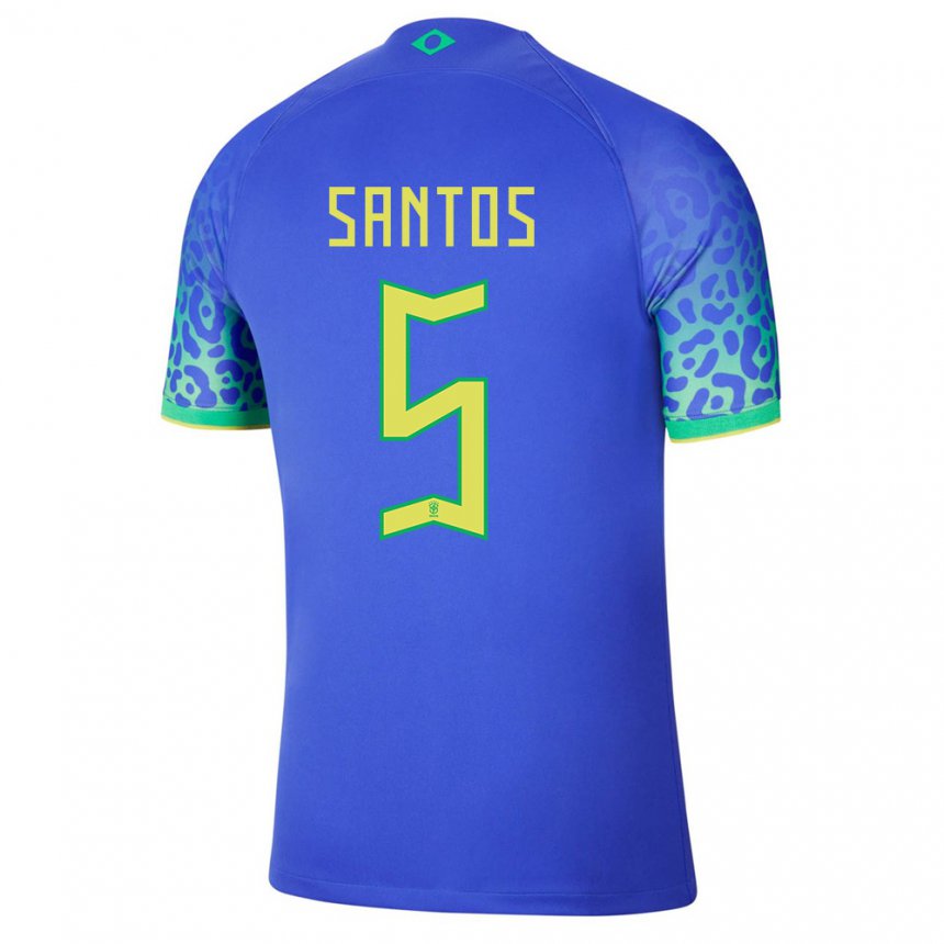 Herren Brasilianische Andrey Santos #5 Blau Auswärtstrikot Trikot 22-24 T-shirt Belgien