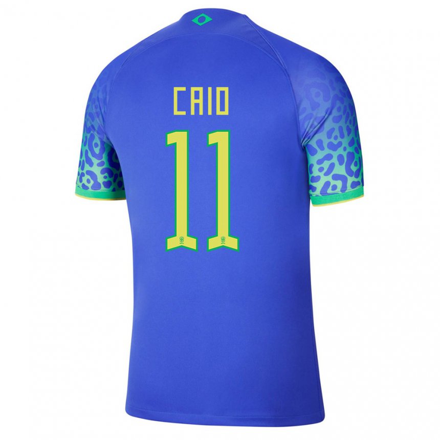 Herren Brasilianische Caio #11 Blau Auswärtstrikot Trikot 22-24 T-shirt Belgien