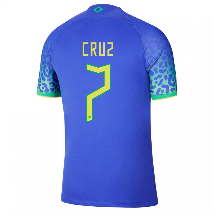 Herren Brasilianische Joao Cruz #7 Blau Auswärtstrikot Trikot 22-24 T-shirt Belgien